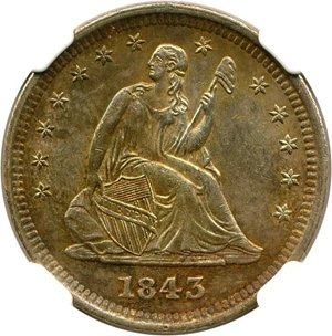 image for: 1843 25c NGC MS60
