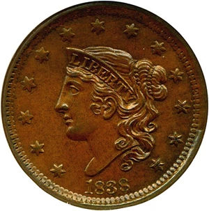 image for: 1838 1c NGC MS65 BN (N-9)