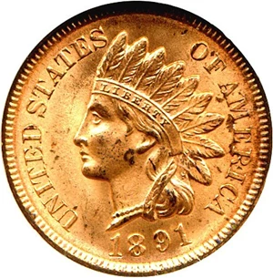 image for: 1891 1c NGC MS64 RD