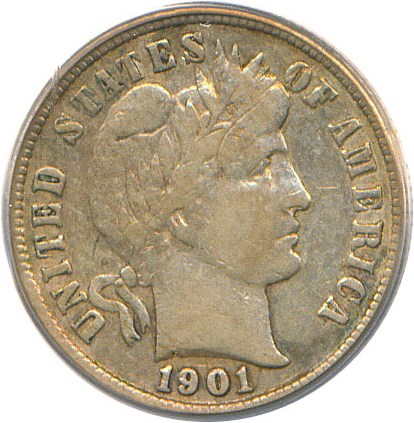 image for: 1901-S 10c  PCGS F12