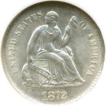 image for: 1872-S H10c NGC MS64 (Mintmark Below)
