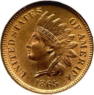 image for: 1865 1c NGC MS65 RD (Fancy 5)