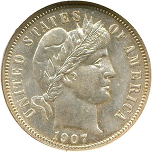 image for: 1907-D 10c NGC MS64 ex: Richmond Collection