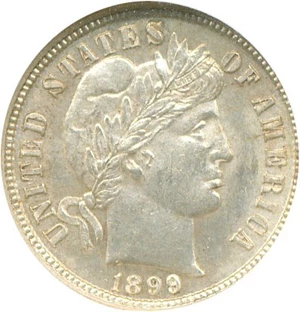 image for: 1899-S 10c NGC MS63