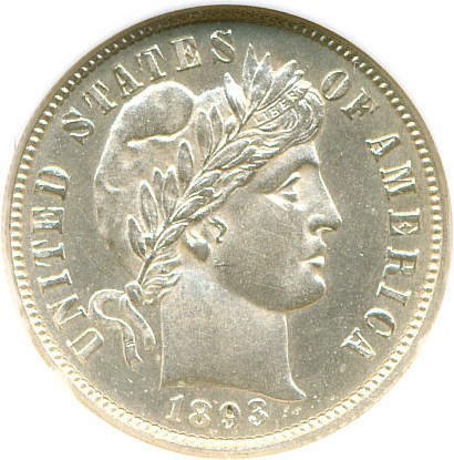 image for: 1893-O 10c  NGC MS64 ex: Richmond Collection