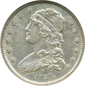 image for: 1833 25c NGC AU50 (B-2) ex: Jules Reiver Collection
