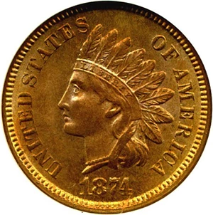 image for: 1874 1c NGC MS65 RD