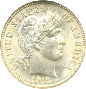 image for: 1915 10c NGC MS65