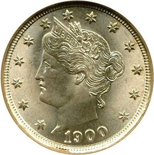 image for: 1900 5c NGC/CAC MS65