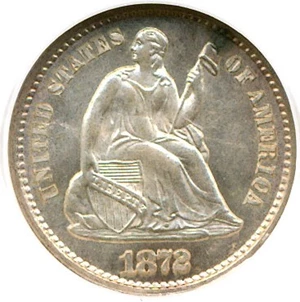 image for: 1872-S H10c NGC MS65 (Mintmark Above)