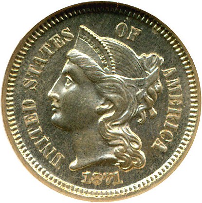 image for: 1871 3cN  NGC Proof 65
