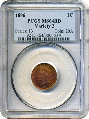 image for: 1886 1c Type 2 PCGS MS64 RD