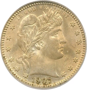 image for: 1907 25c PCGS MS64