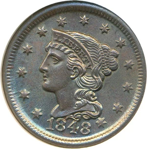 image for: 1848 1c NGC MS65 BN (N-35)