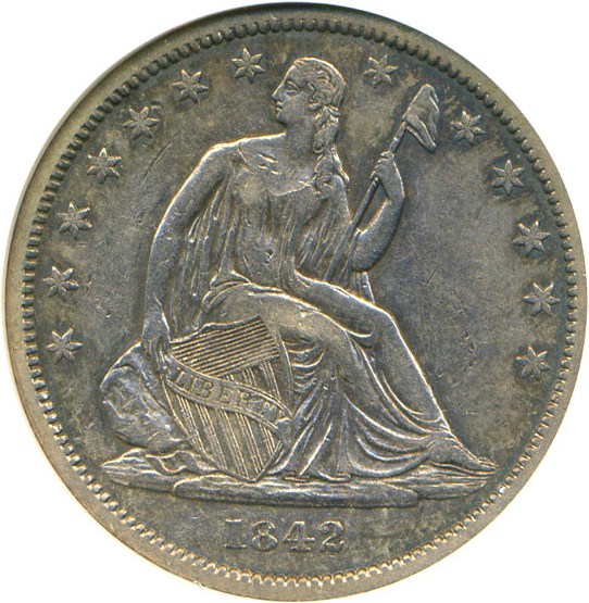 image for: 1842 50c  ANACS XF45 (Small Date)