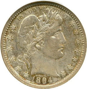 image for: 1894-S 25c NGC AU50