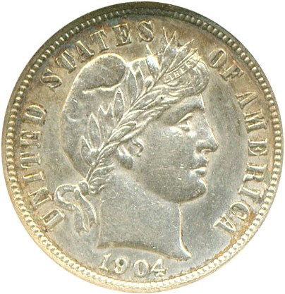 image for: 1904-S 10c  ANACS AU50