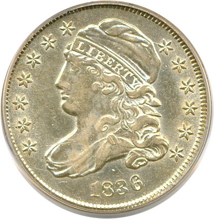 image for: 1836 10c  PCGS AU55 OGH