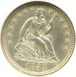 image for: 1853 H10c No Arrows NGC MS64