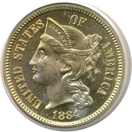 image for: 1884 3cN  PCGS Proof 66 Cameo