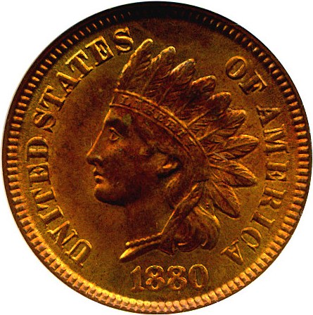 image for: 1880 1c  NGC MS65 RD