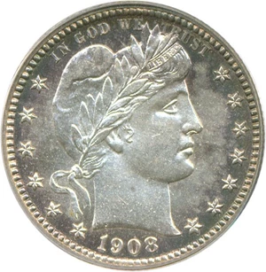 image for: 1908-S 25c PCGS MS64