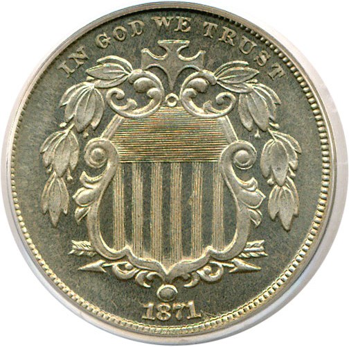 image for: 1871 5c  PCGS Proof 65
