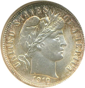 image for: 1910-S 10c NGC MS65 * Color *