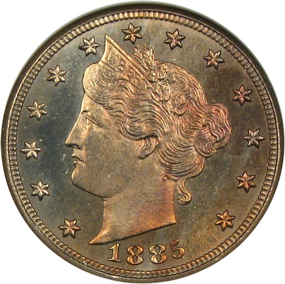 image for: 1885 5c  NGC Proof 65