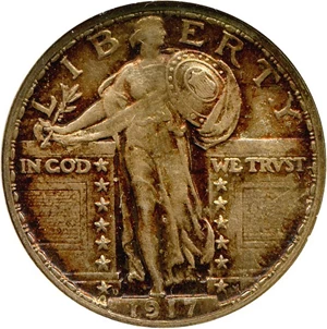 image for: 1917-D 25c Type 2 NGC MS65 * Color *