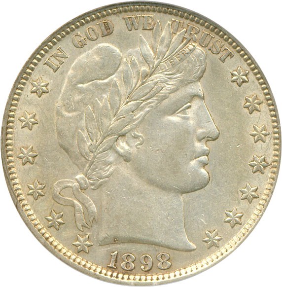 image for: 1898 50c  PCGS AU55