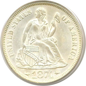 image for: 1874 10c Arrows PCGS MS64
