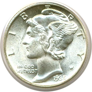 image for: 1935-S 10c PCGS MS65 FB