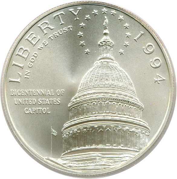 image for: 1994-D $1 Capitol PCGS MS70