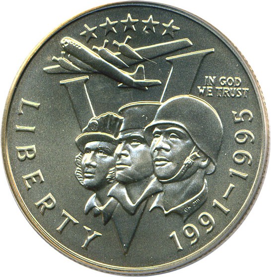 image for: 1991-95-P 50c W.W. II PCGS MS69