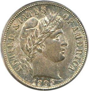 image for: 1905-S 10c PCGS MS65