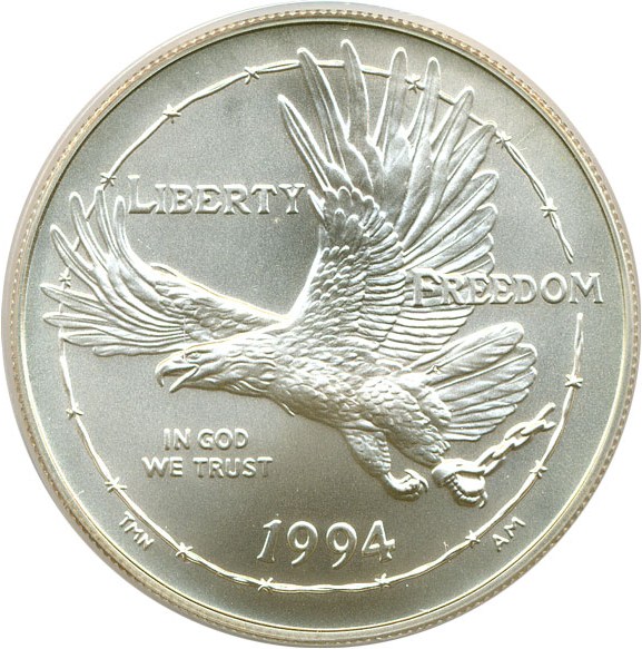 image for: 1994-W $1 Prisoner of War PCGS MS70 OGH