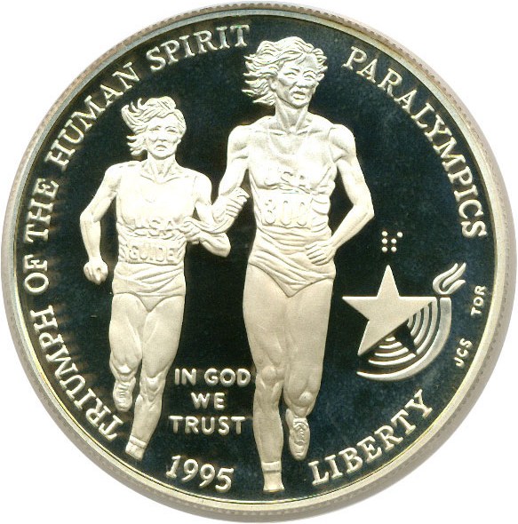 image for: 1995-P $1 Paralympics Blind Runner PCGS Proof 69 DCameo
