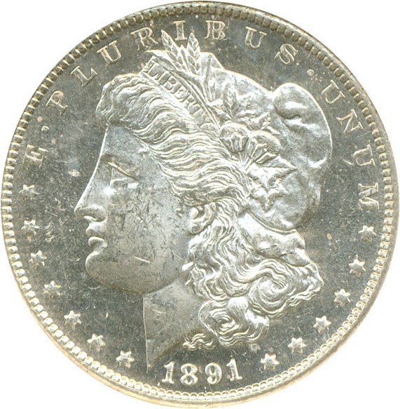 image for: Top 100 VAM: 1891-CC $1  NGC MS62 DMPL (VAM-3 Spitting Eagle)