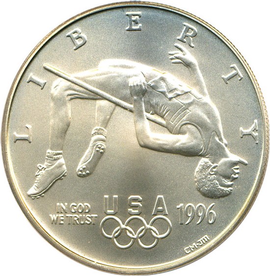 image for: 1996-D $1 Olympic High Jump PCGS MS69