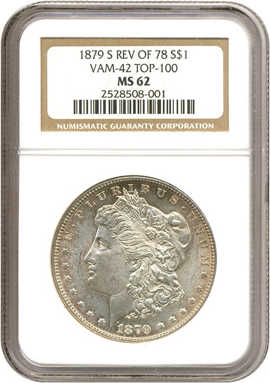 image for: Top 100 VAM: 1879-S $1 NGC MS62 (Reverse of 1878, VAM 42)