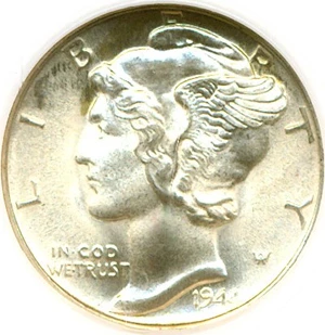 image for: 1944-S 10c NGC MS68 FB