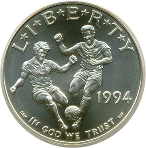 image for: 1994-D $1 World Cup PCGS MS69