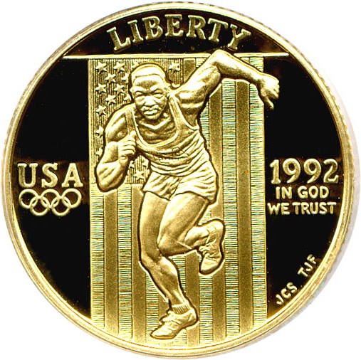 image for: 1992-W $5 Olympic Sprinter PCGS Proof 70 DCameo