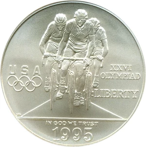 image for: 1995-D $1 Olympic Cycling NGC MS70