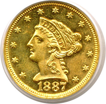 image for: 1887 $2 1/2  PCGS MS63 