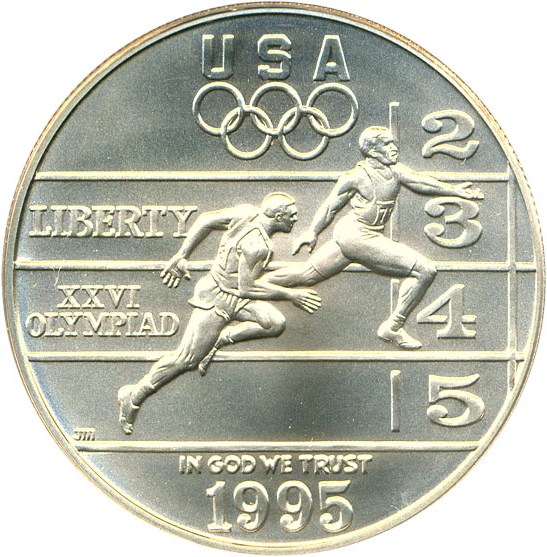 image for: 1995-D $1 Olympic Track & Field PCGS MS70
