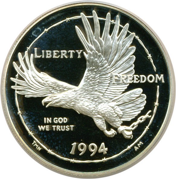 image for: 1994-P $1 Prisoner of War PCGS Proof 69 DCameo