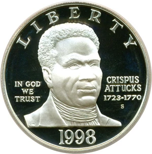 image for: 1998-S $1 Black Patriots/Crispus Attucks PCGS Proof 69 DCameo