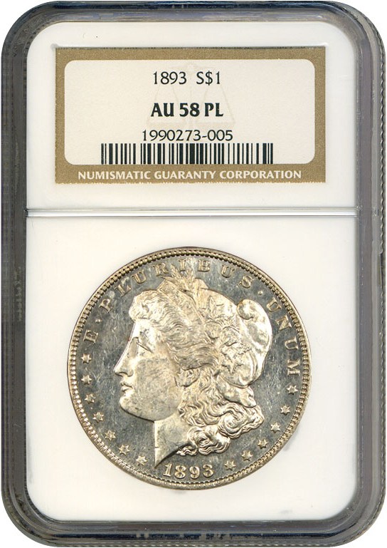image for: 1893 $1  NGC AU58 PL
